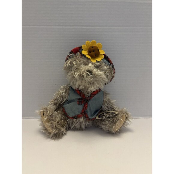 Vintage Plush Brass Button Bear “Blossom" Fully Jointed 10 In With Tag - Picture 1 of 9